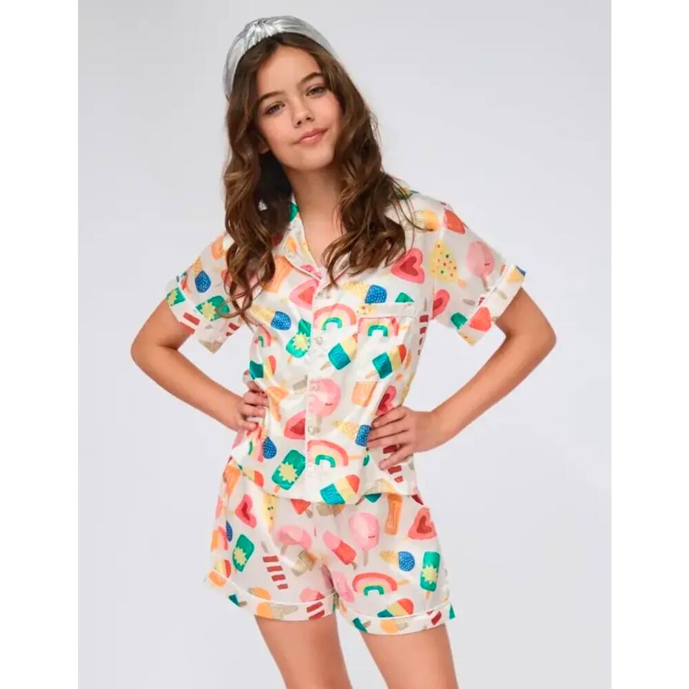 Lola & The Boys Ice Cream Dream Silky Pajama Shorts Set